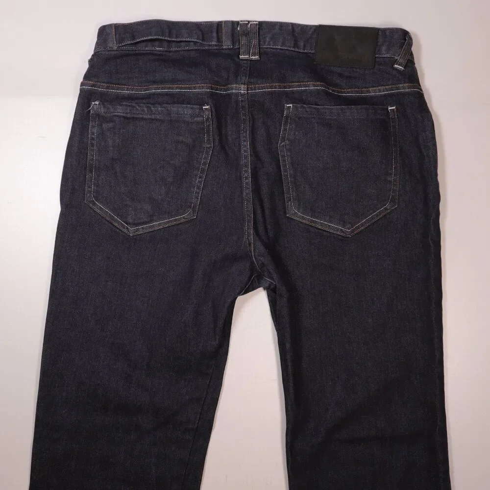 Betabrand Commuter Jeans Blue Denim Straight Leg Slim Reflective Mens 34x30